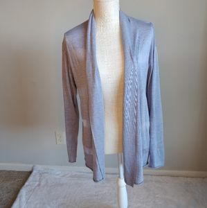 Lafayette 148 Silk Blend Blue Shadow Stripe Cardigan